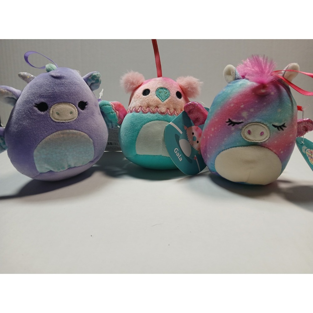 Squishmallows 3 Piece Set--Drow Dragon, Faisah Flying Pig, Gala Griffin 4"